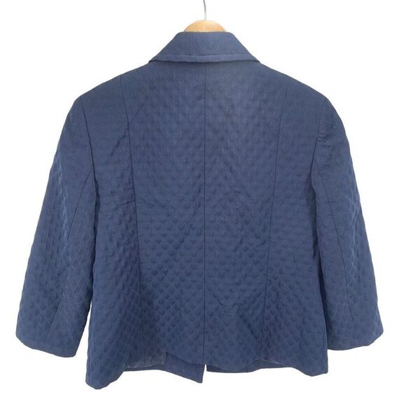 Talbots Womens Blazer Jacket Three Button Long Sleeve Lined Textured Blue Size 6 - Picture 2 of 9
